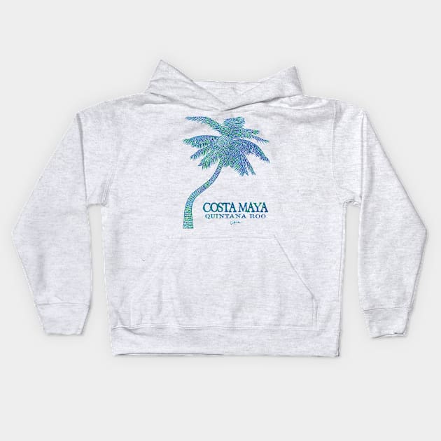 Costa Maya, Mexico, Palm Tree Kids Hoodie by jcombs